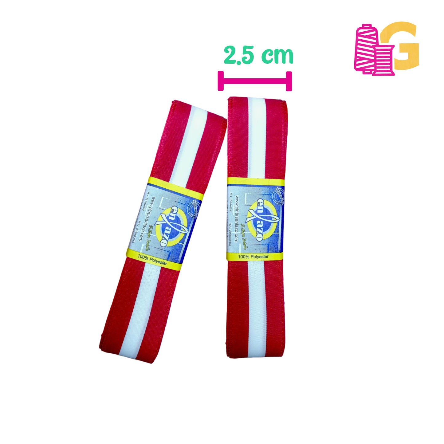 CINTA BICOLOR 2.5 CM X PIEZA 10 METROS