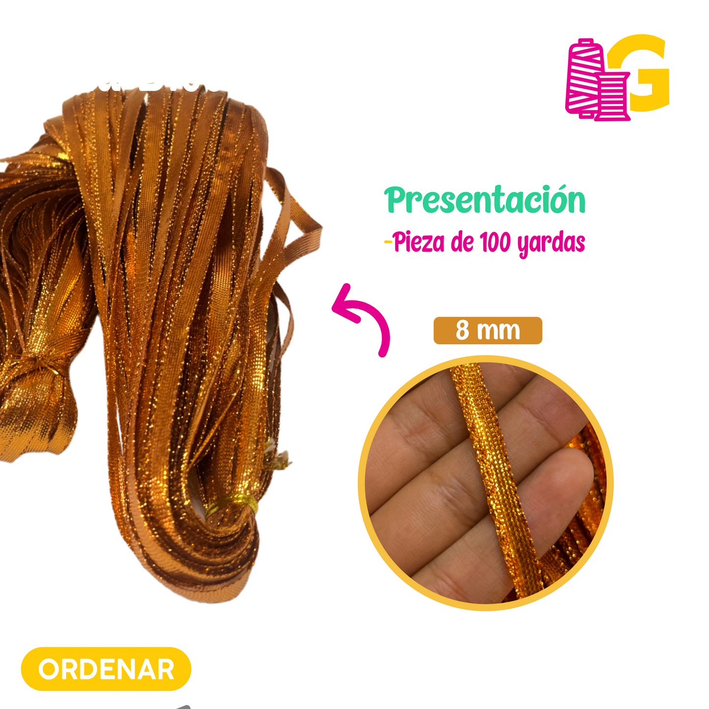 CINTA METÁLICA POR MADEJA DE 100 YARDAS
