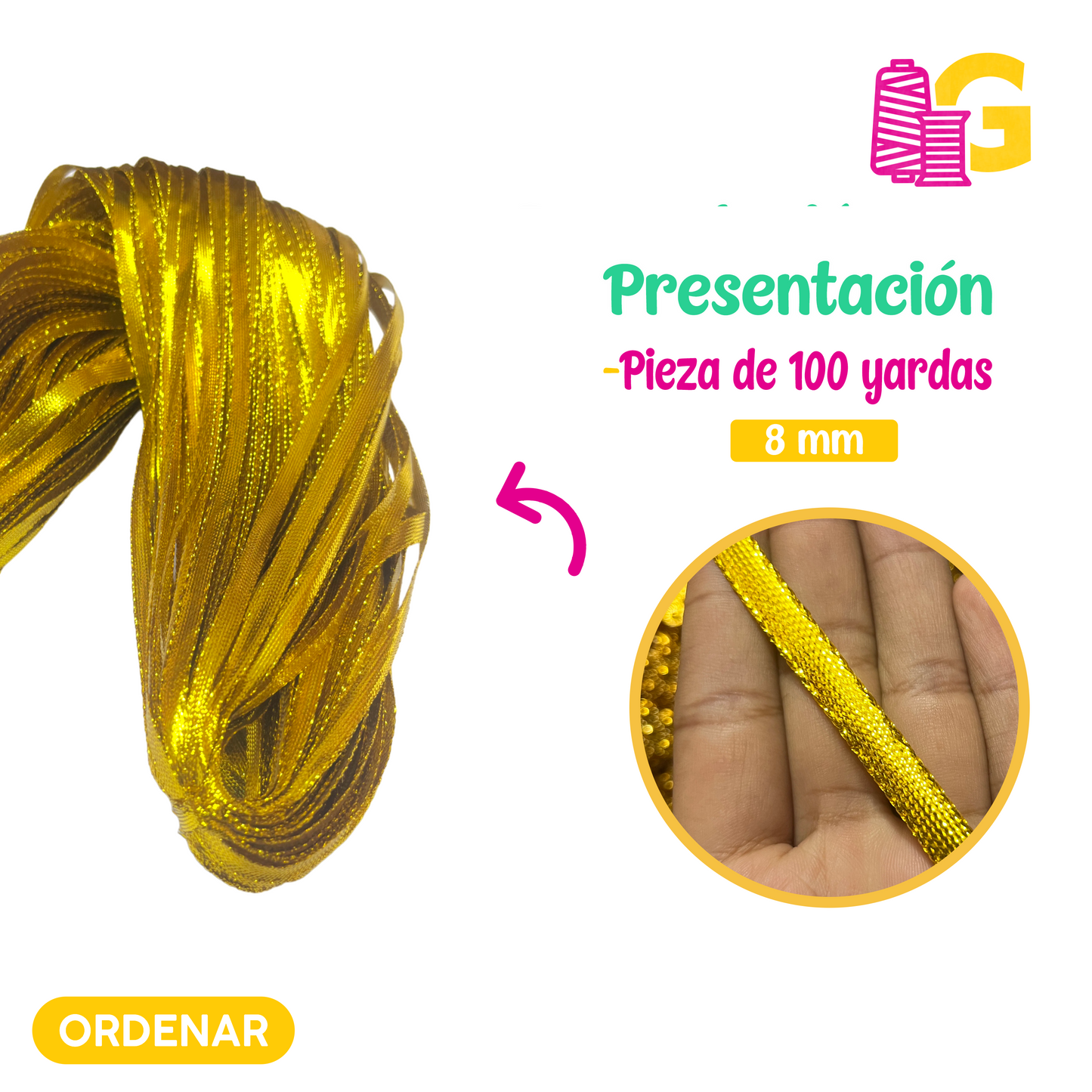 CINTA METÁLICA POR MADEJA DE 100 YARDAS