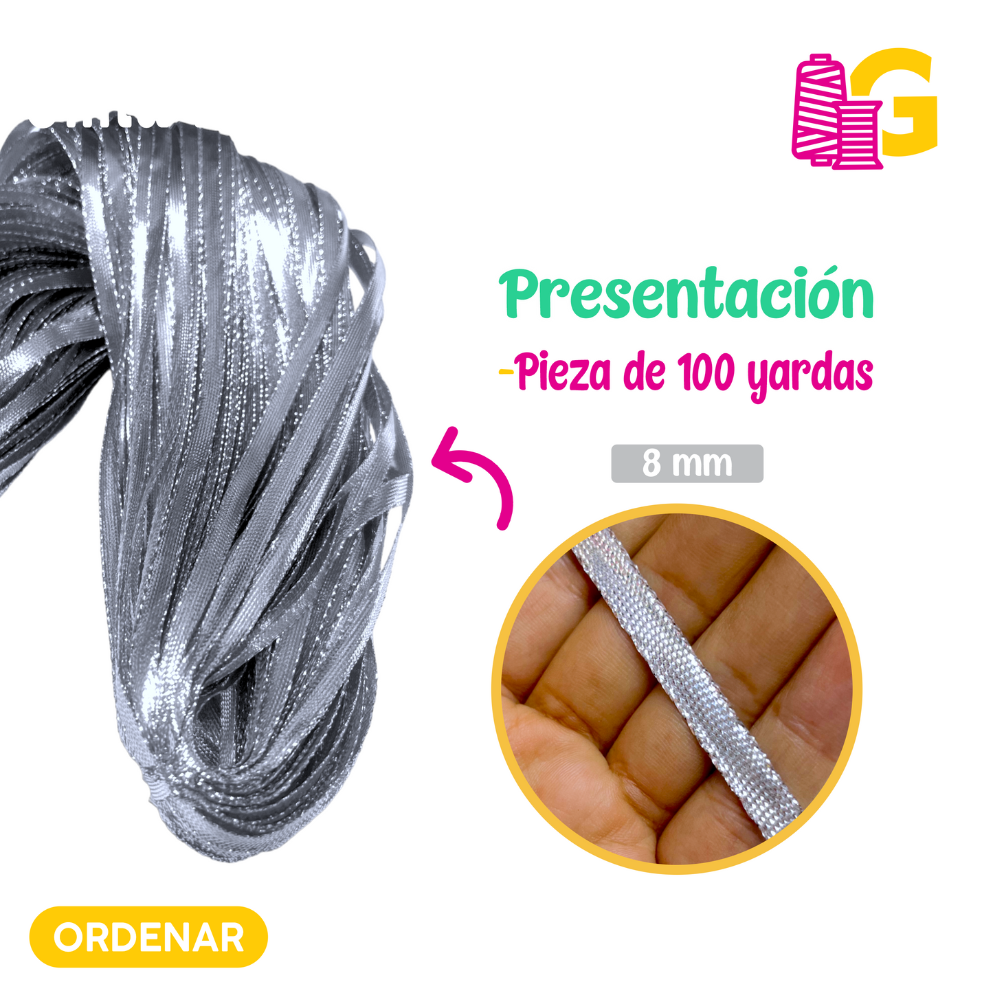CINTA METÁLICA POR MADEJA DE 100 YARDAS