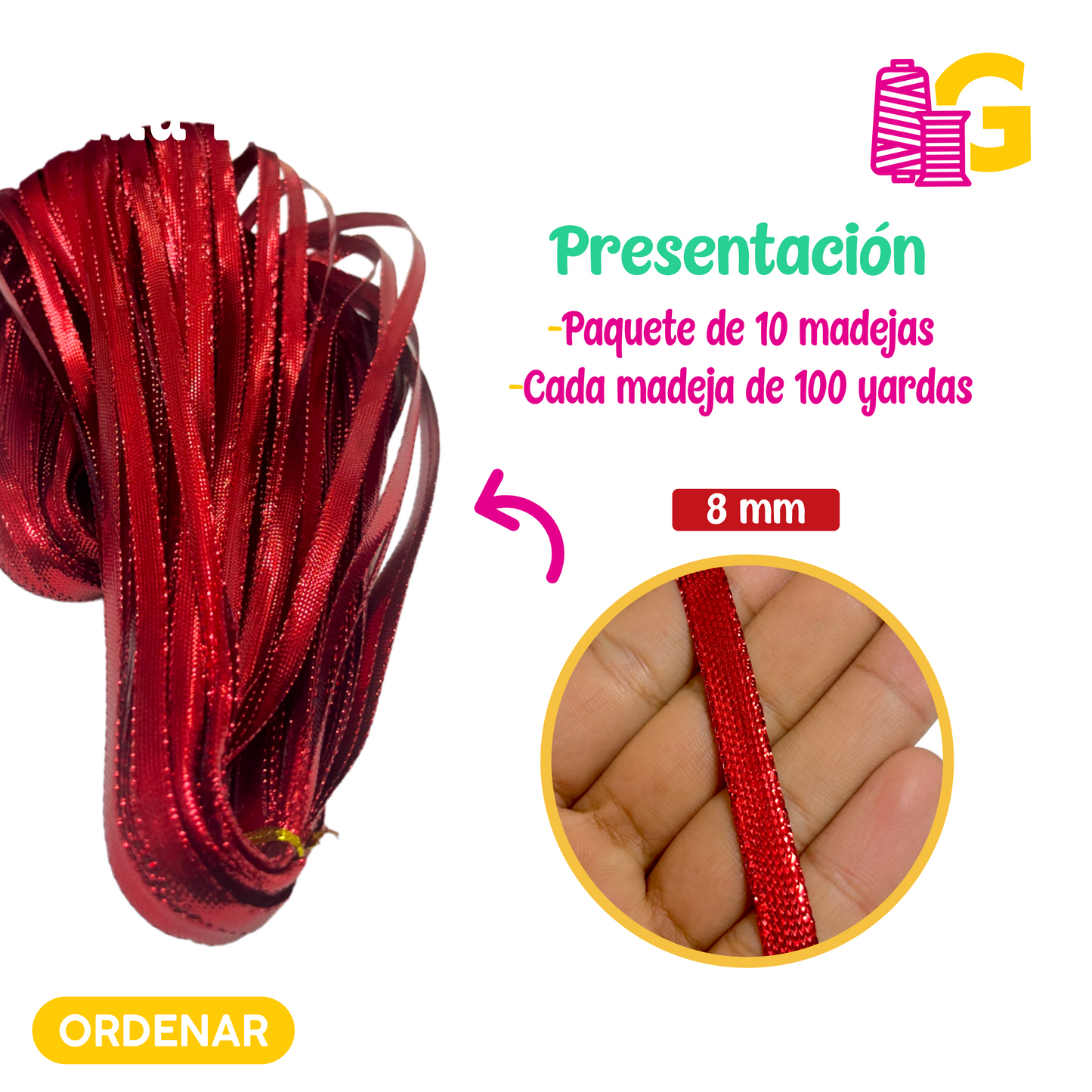 CINTA METÁLICA POR MADEJA DE 100 YARDAS