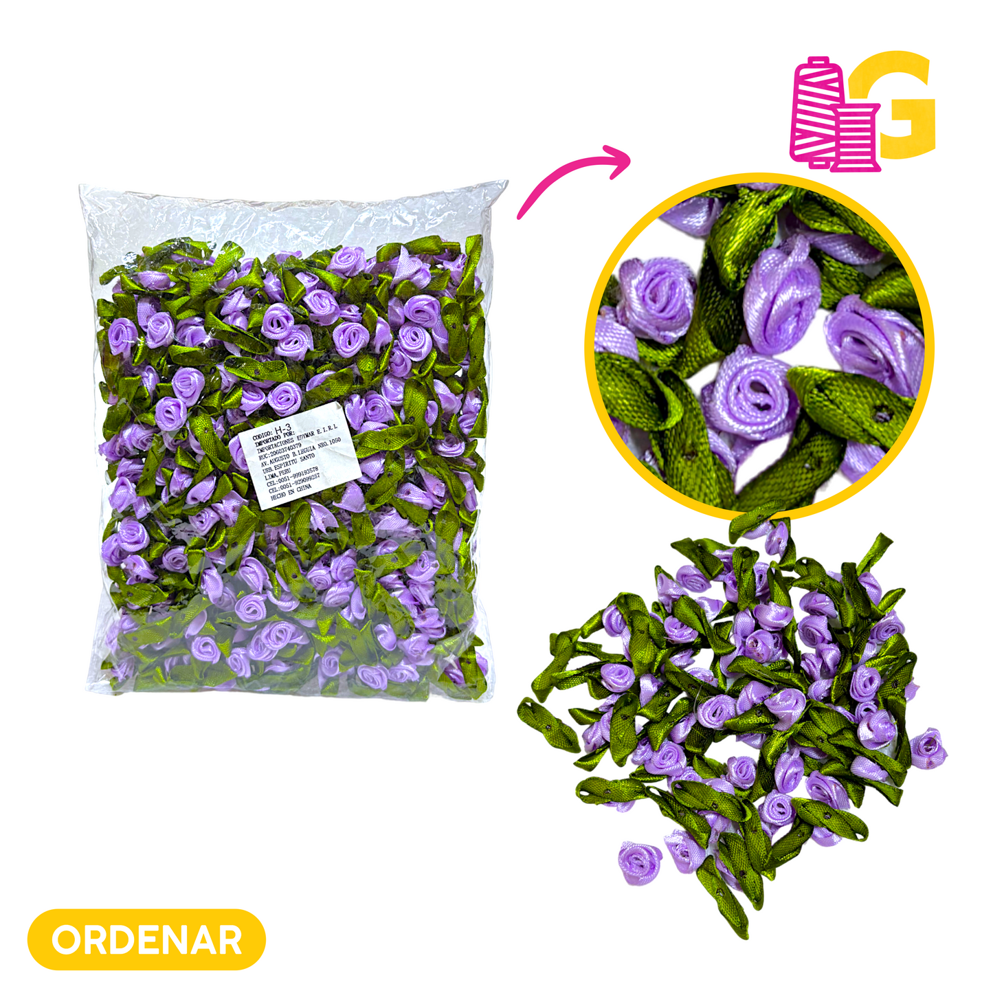 ROSAS DE CINTA X BOLSA 100 PCS.