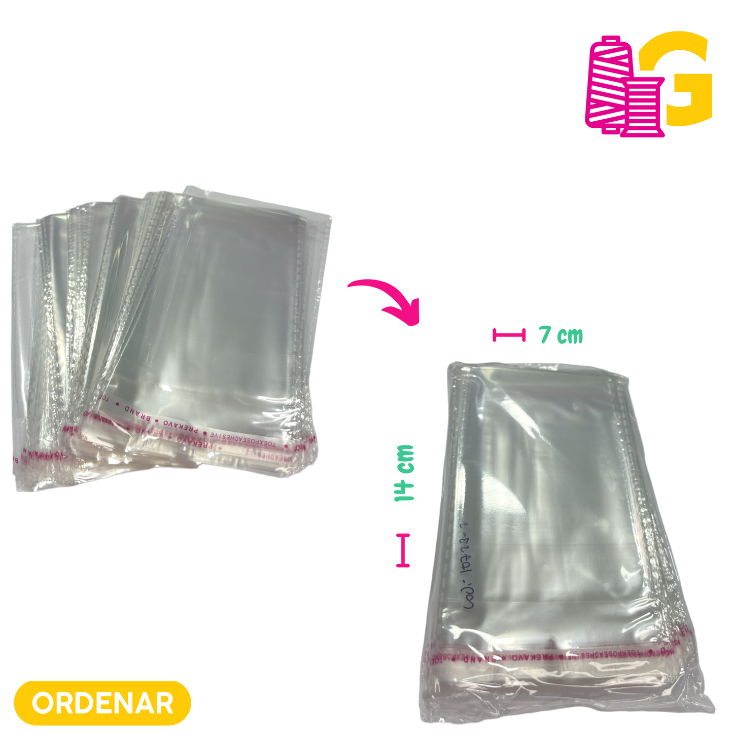 BOLSAS ADHESIVAS TAMAÑO 14 CM X 7 CM (BAG 100 UNDS)