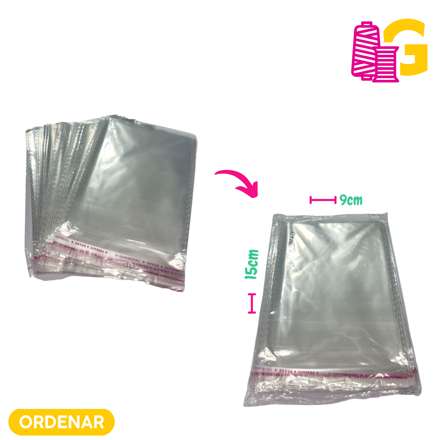 BOLSAS ADHESIVAS TAMAÑO 15 CM X 9 CM (BAG 100 UNDS)