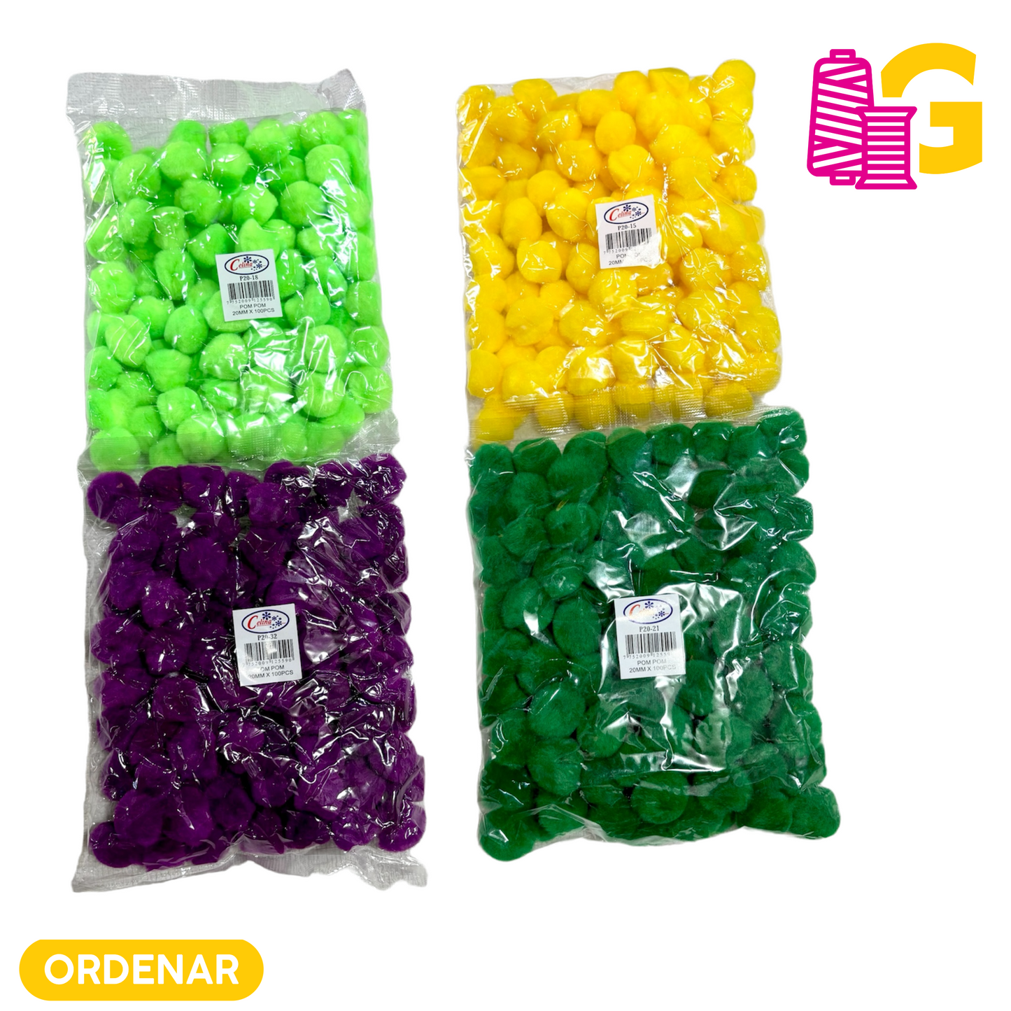 POMPONES 20MM X BOLSA 100 PCS.