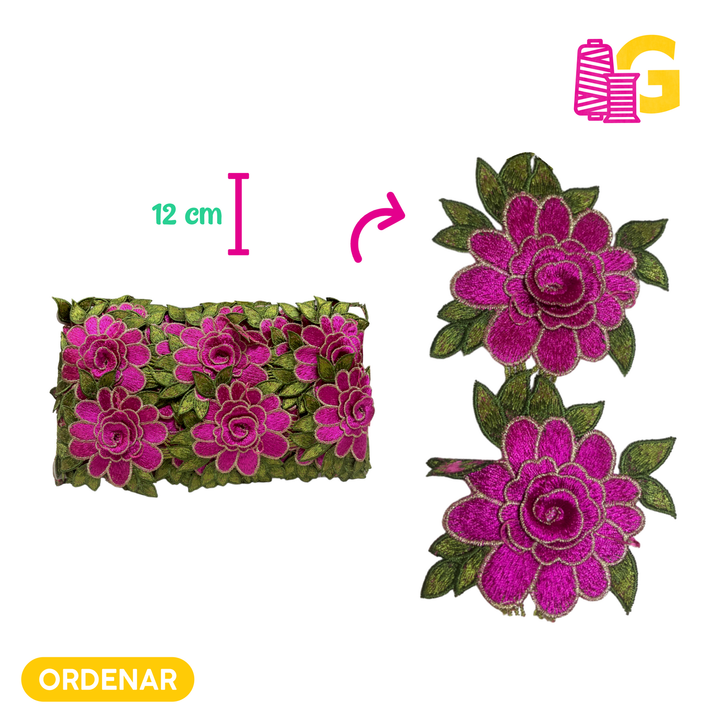 ROSAS BORDADAS X METRO