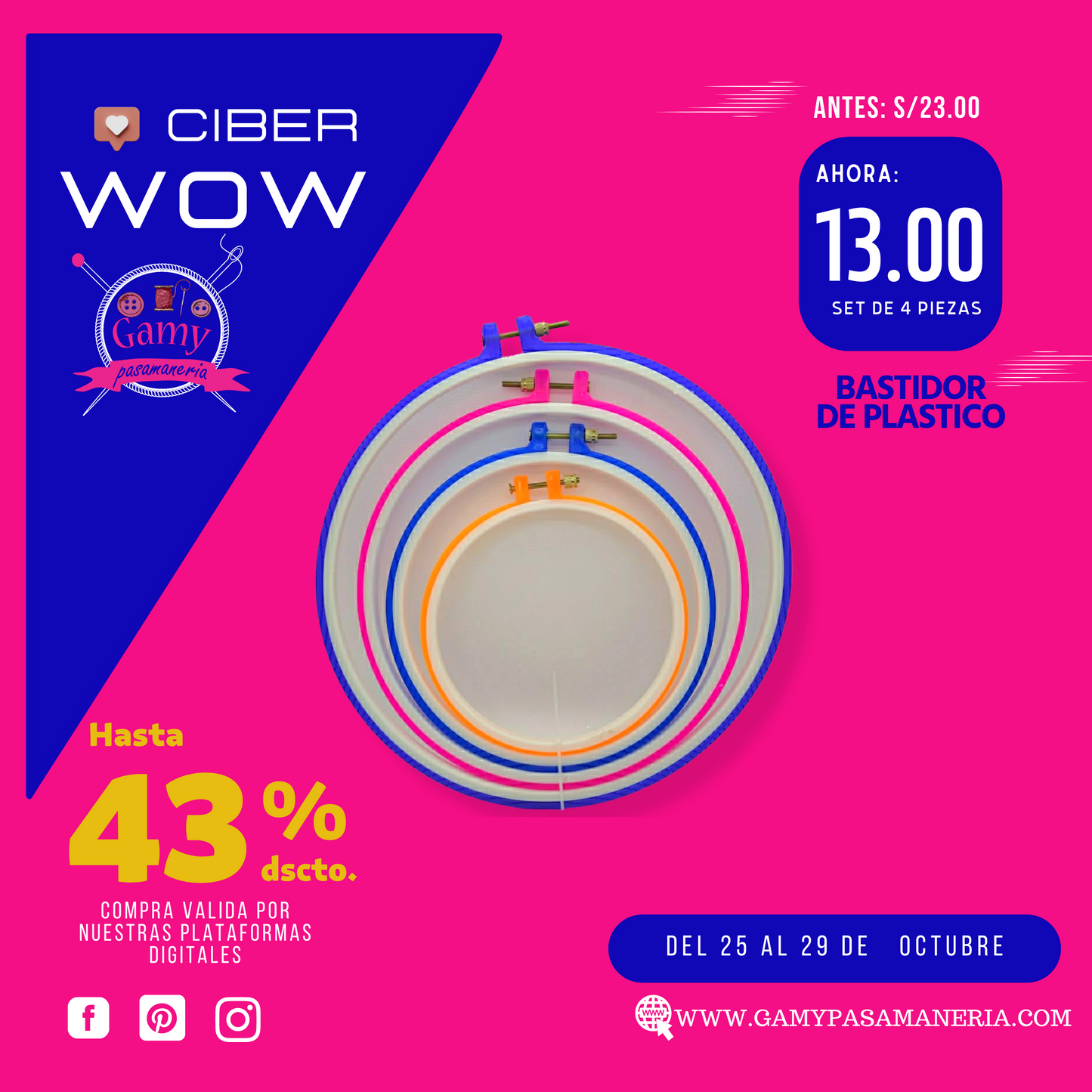 SET DE BASTIDOR DE PLASTICO ¡PRODUCTO CON DESCUENTO!