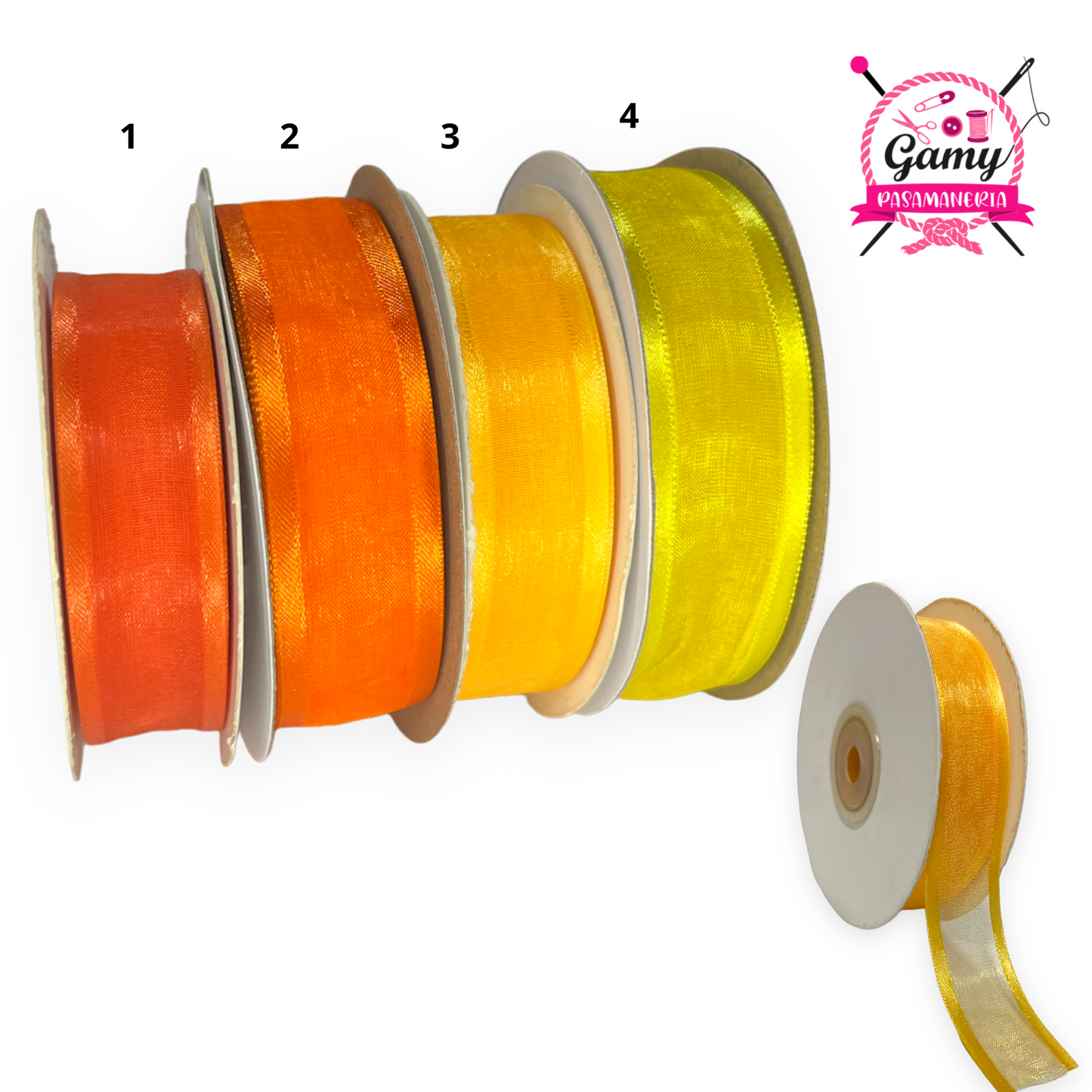 CINTA ORGANZA DE 2.5 CM X ROLLO DE 23 METROS
