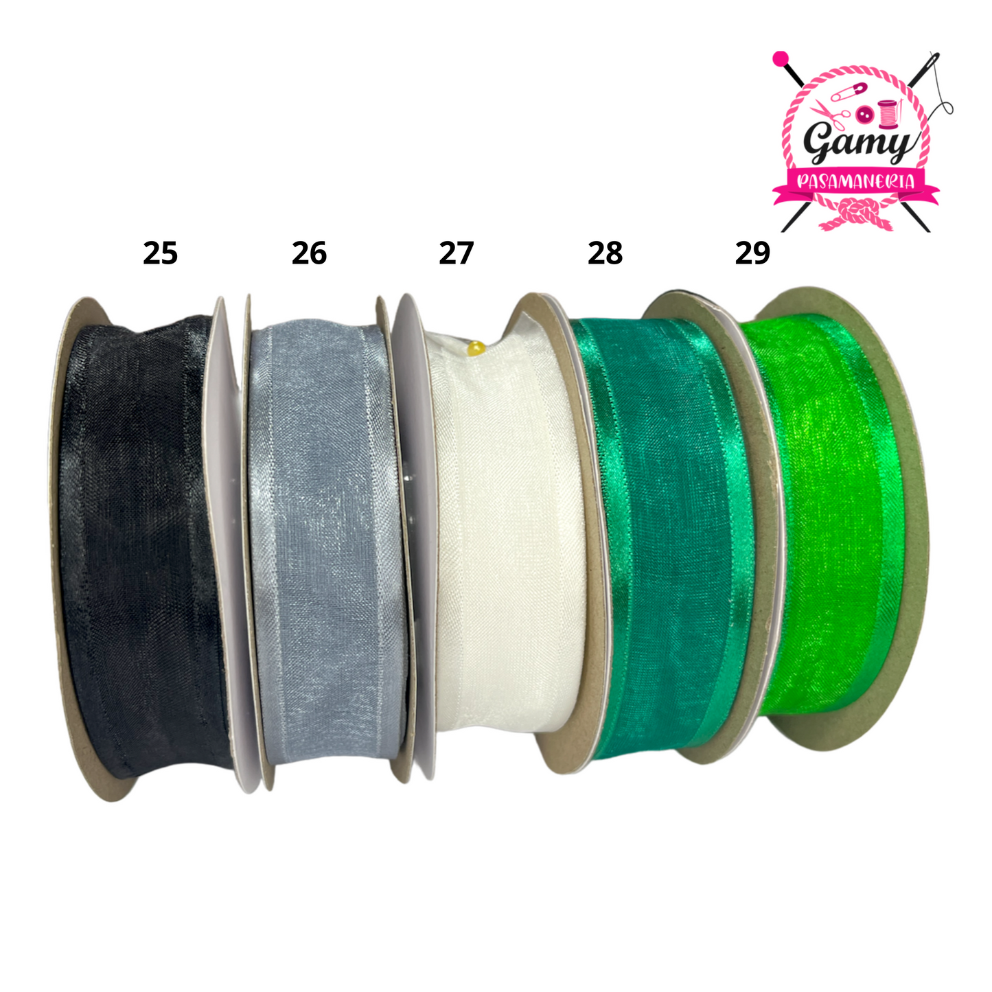 CINTA ORGANZA DE 2.5 CM X ROLLO DE 23 METROS