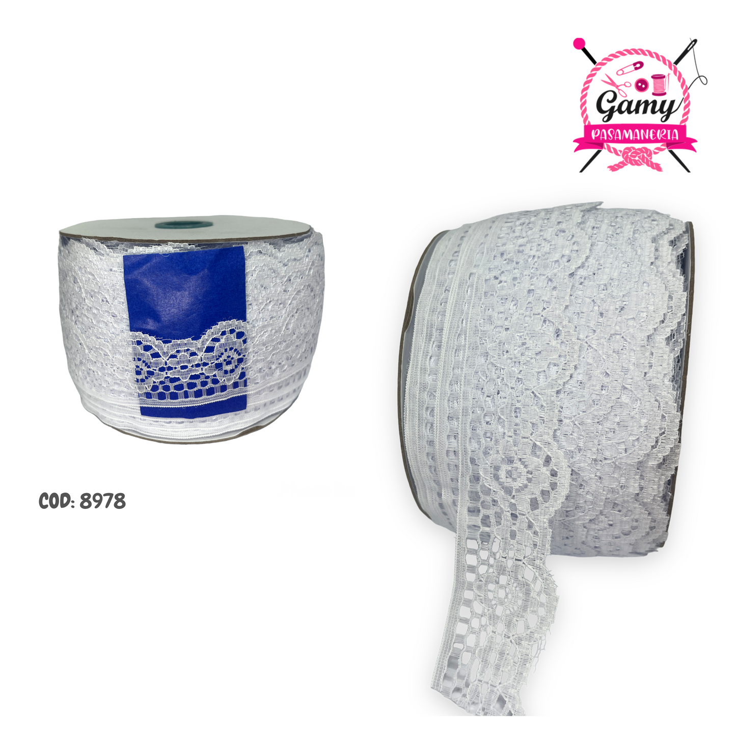 ENCAJE DALIA BLANCO X PIEZA DE 10 METROS