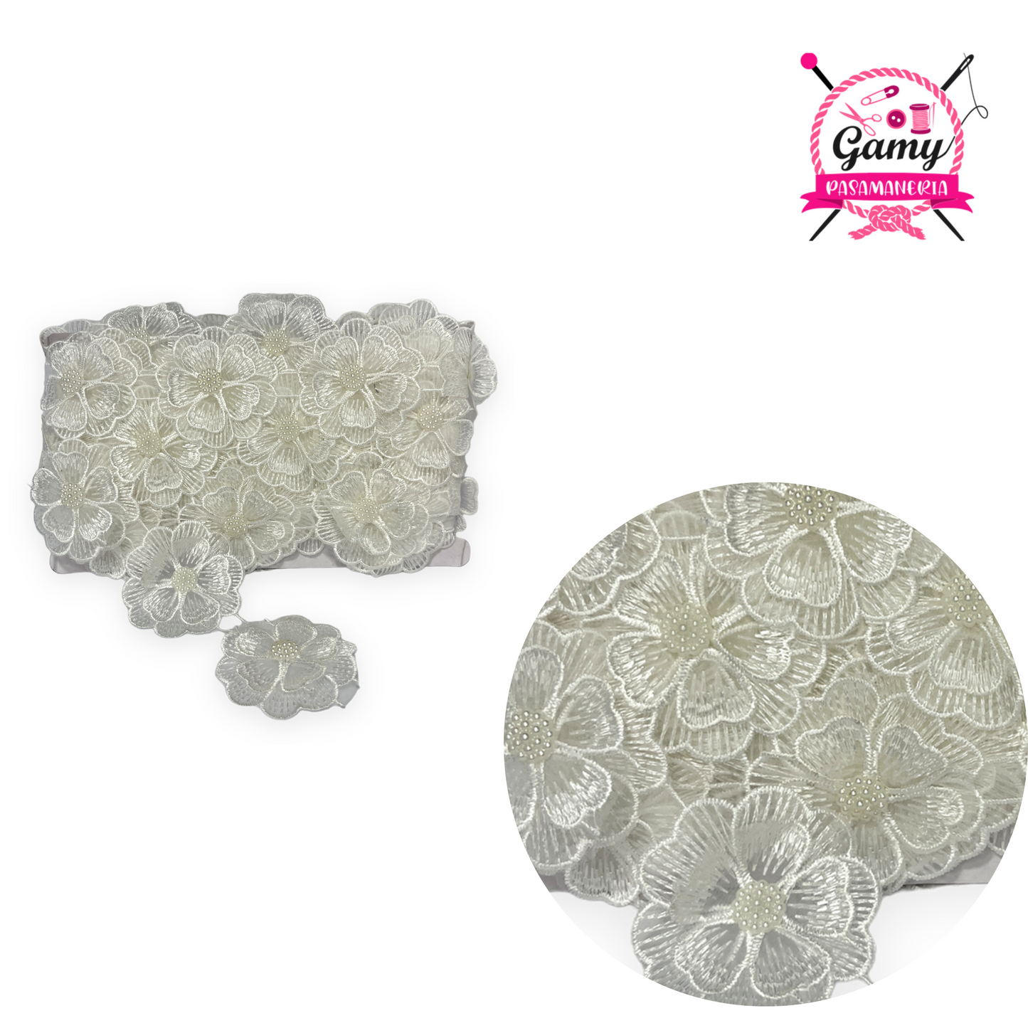 FLOR CONTINUA CON PERLA X METRO COD:M2