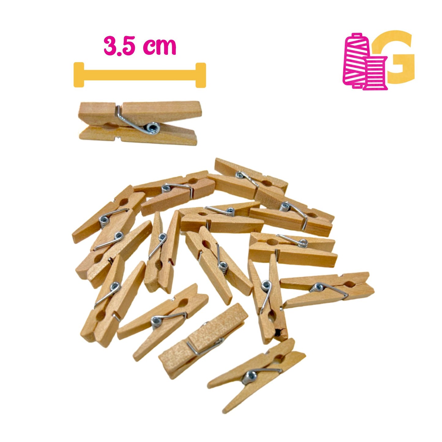 GANCHO DE MADERA 3.5 CM X BOLSA 100 PCS.