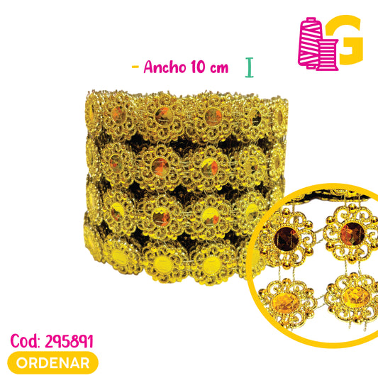STRASS EN MALLA FLOR X METRO