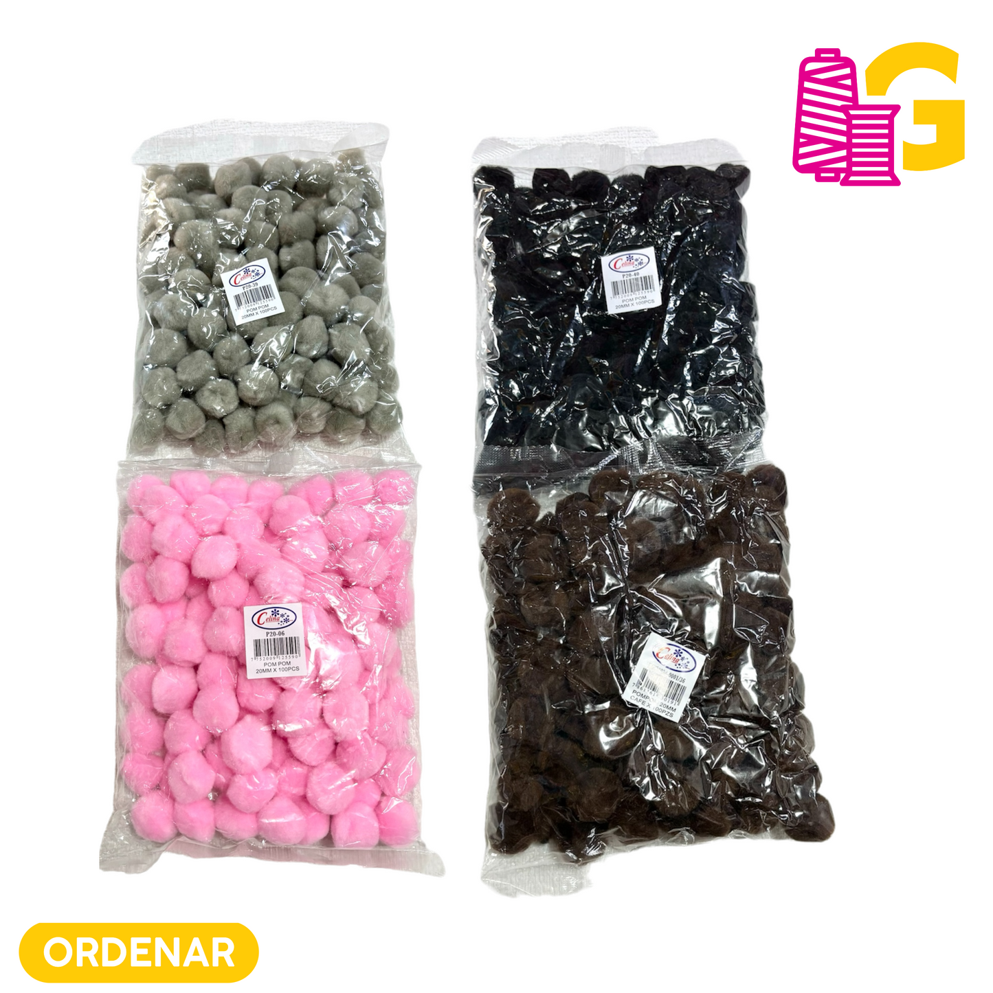 POMPONES   20MM X BOLSA 100 PCS.