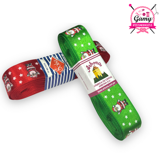 CINTA SATINADA NAVIDEÑA PAPA NOEL